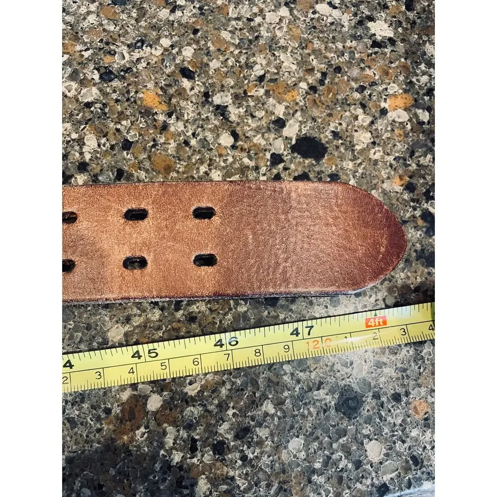 Vintage Y2K IZOD 2 Prong Brass Brown Leather Belt Size 40